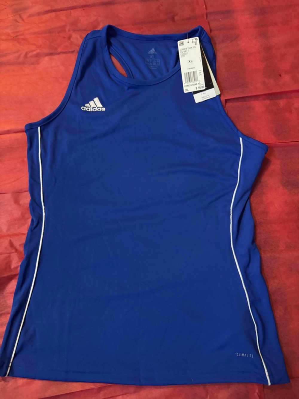 adidas Blue Athletic Tank Top with Crew Neck